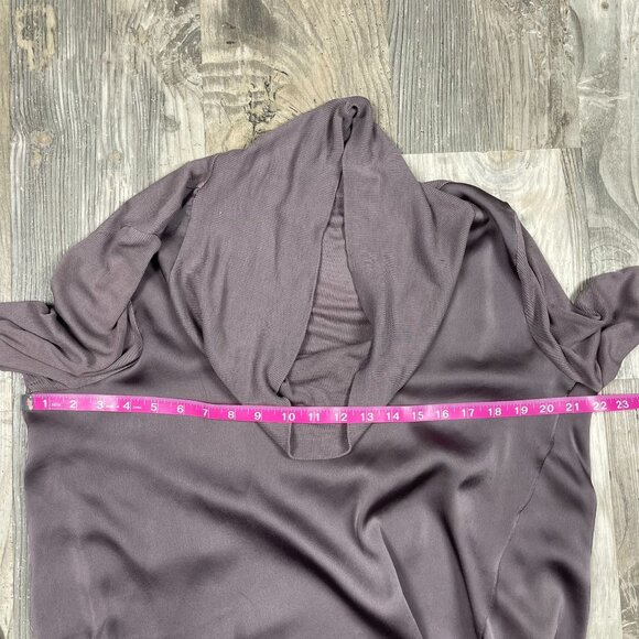 Anthropolgie Deletta Cowl Neck Draped Tunic Top XL Gray Long Sleeve Satin Front - Picture 9 of 9